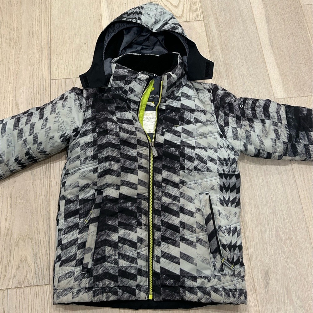 Obermeyer Black and Gray Patterned Ski Jacket